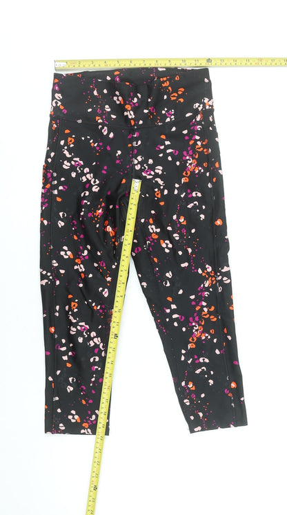 Marks and Spencer Womens Black Capri Leggings Size 8 Printed Activewear