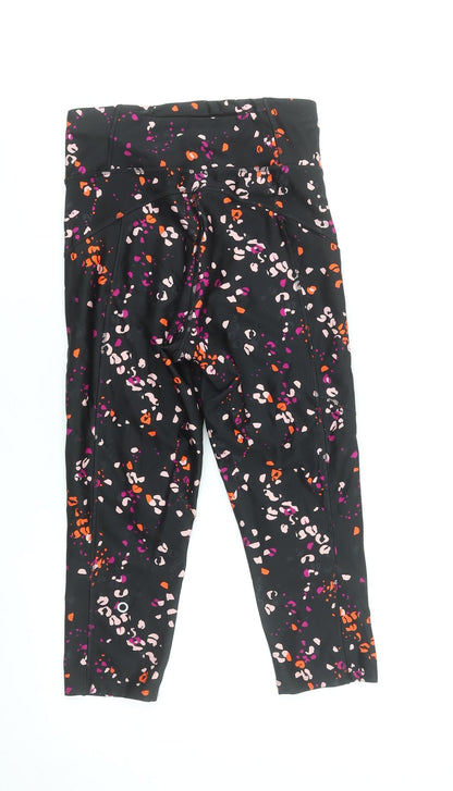 Marks and Spencer Womens Black Capri Leggings Size 8 Printed Activewear