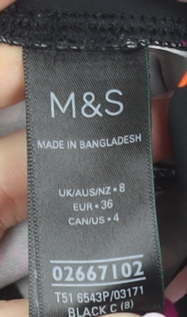 Marks and Spencer Womens Black Capri Leggings Size 8 Printed Activewear