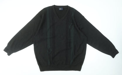 Gabicci Men’s Black 2XL Wool Blend V-Neck Jumper Classic Knit