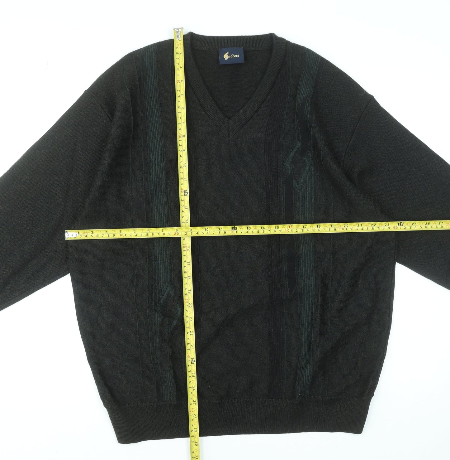 Gabicci Men’s Black 2XL Wool Blend V-Neck Jumper Classic Knit