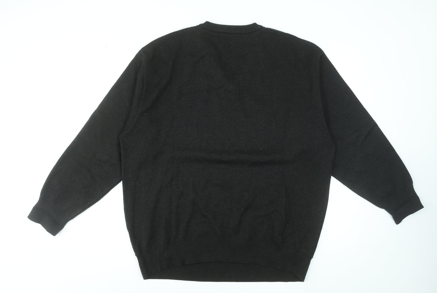 Gabicci Men’s Black 2XL Wool Blend V-Neck Jumper Classic Knit