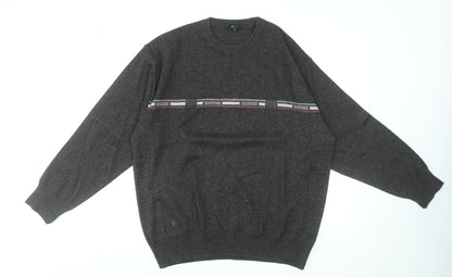 Gabicci Men’s Grey 2XL Wool Blend Crew Neck Pullover Jumper