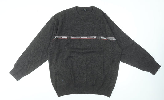 Gabicci Men’s Grey 2XL Wool Blend Crew Neck Pullover Jumper