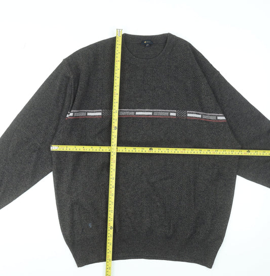 Gabicci Men’s Grey 2XL Wool Blend Crew Neck Pullover Jumper