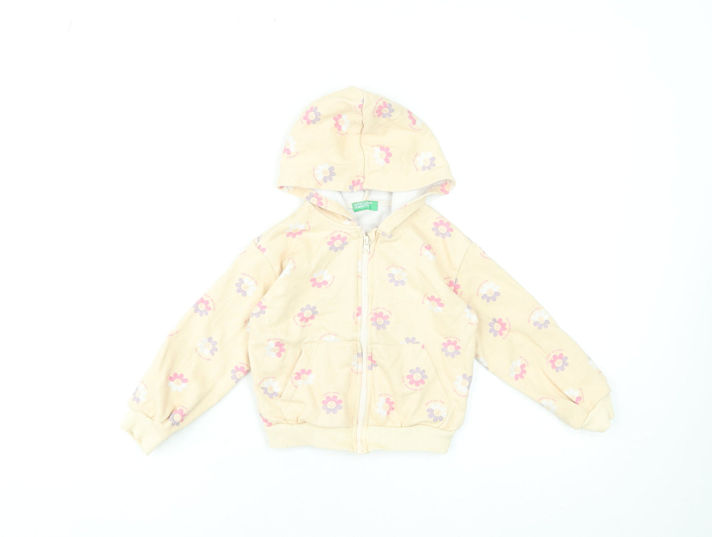 Girls UK Size 3-4 Years United Colors of Benetton Beige Full Zip Hoodie