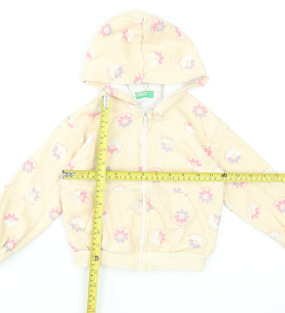 Girls UK Size 3-4 Years United Colors of Benetton Beige Full Zip Hoodie