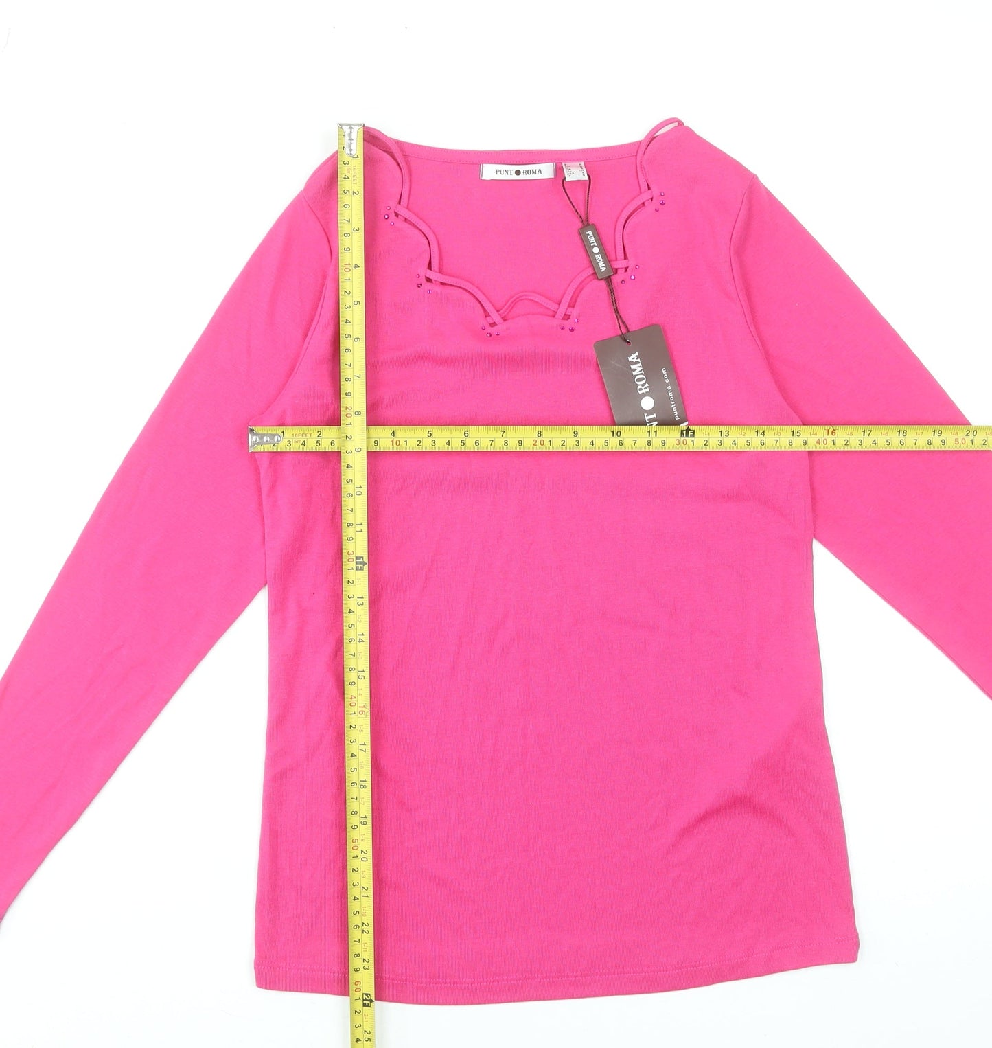 Womens UK Size S Punto Roma Pink Basic T-Shirt