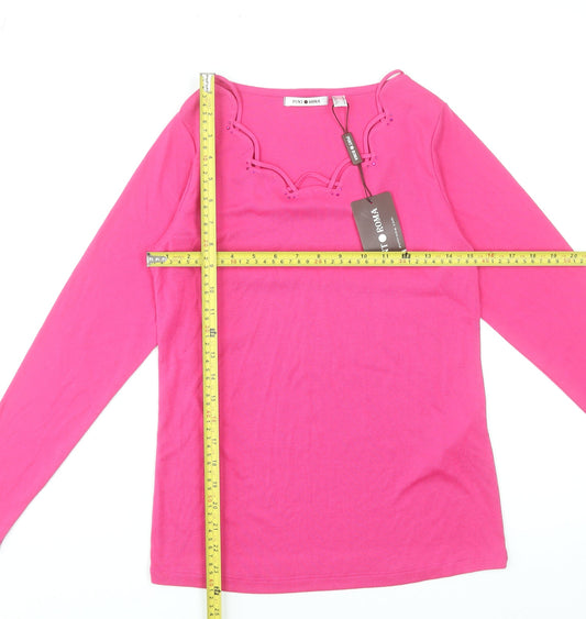 Womens UK Size S Punto Roma Pink Basic T-Shirt