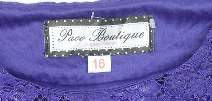 Womens UK Size 16 Paco Boutique Purple Basic Blouse