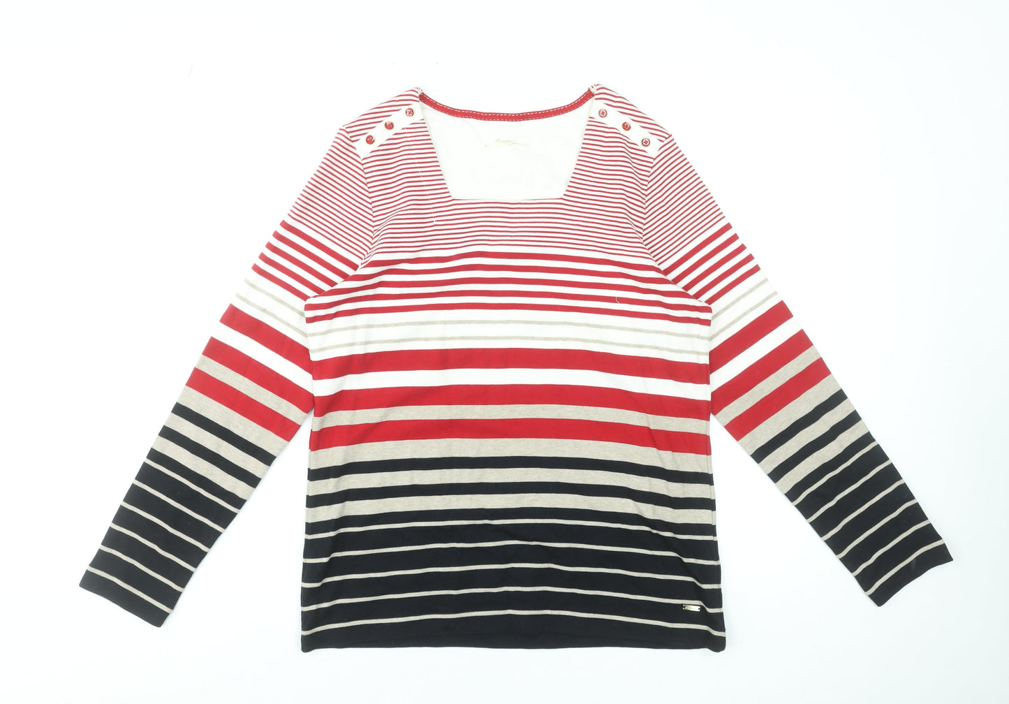 Dash Women’s Multicoloured Striped Long Sleeve Cotton Jersey T-Shirt UK 14