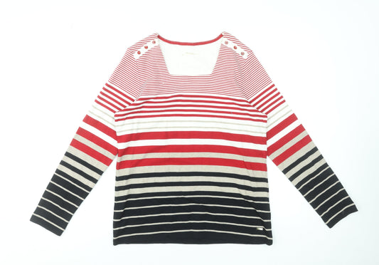 Dash Women’s Multicoloured Striped Long Sleeve Cotton Jersey T-Shirt UK 14