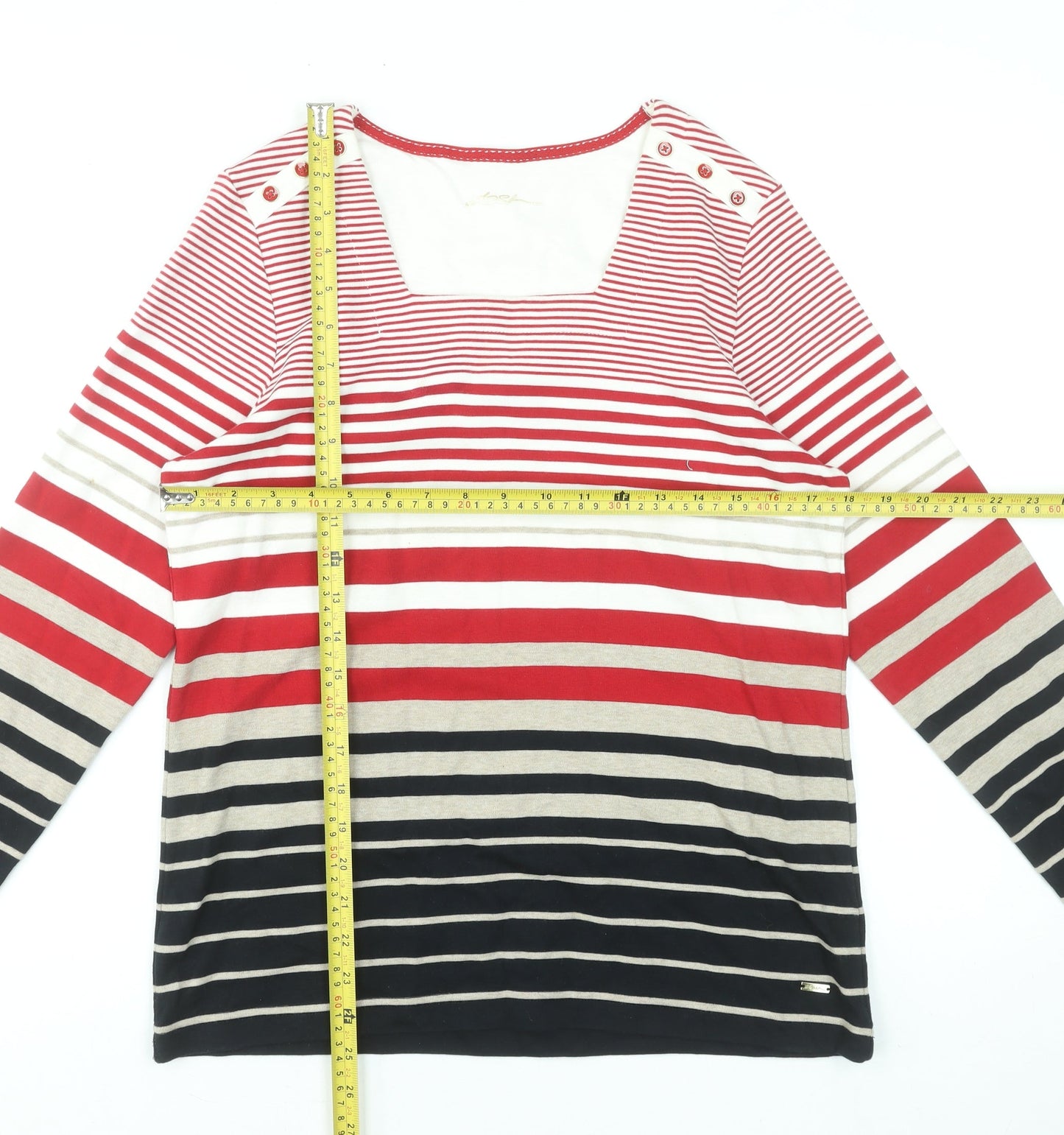Dash Women’s Multicoloured Striped Long Sleeve Cotton Jersey T-Shirt UK 14