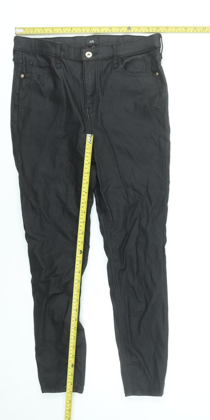 River Island Women's Black Skinny Jeans Size 14 Slim Stretch Viscose Blend