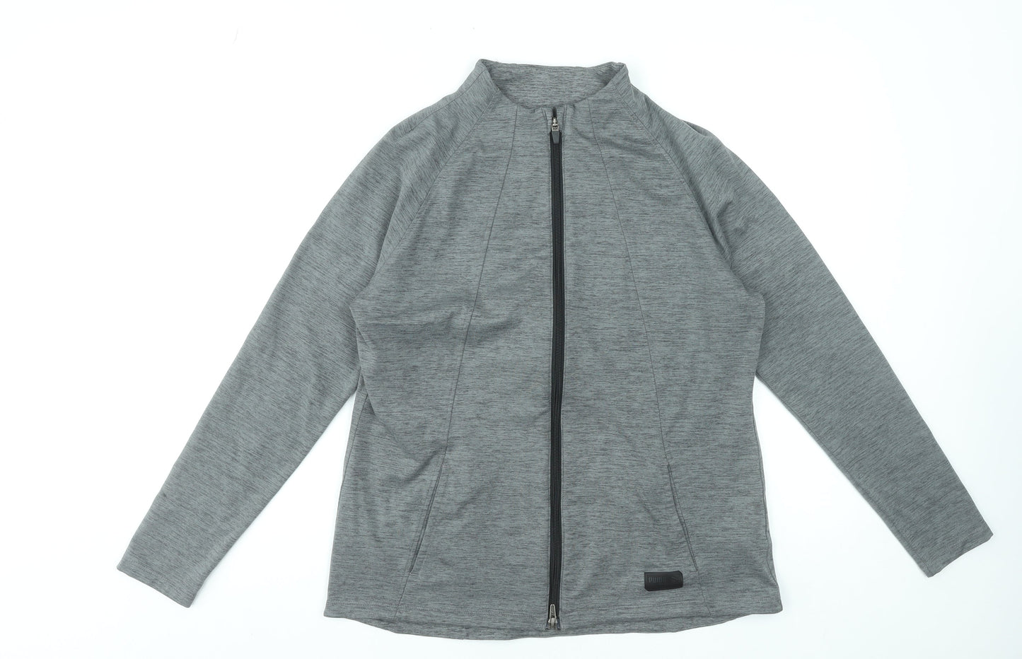 Puma Women's Grey Full Zip Sweatshirt Size L Polyester Stretch