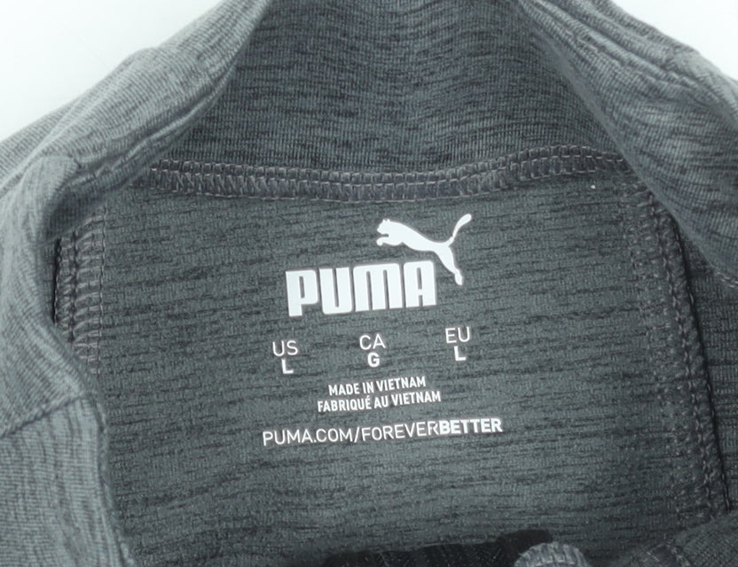 Puma Women's Grey Full Zip Sweatshirt Size L Polyester Stretch