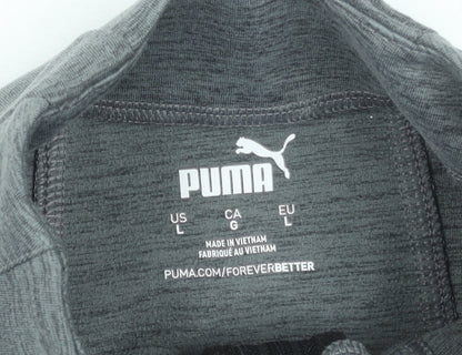 Puma Women's Grey Full Zip Sweatshirt Size L Polyester Stretch