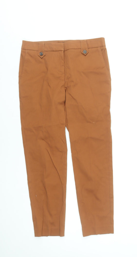 Next Women’s Brown Chino Trousers Size 6R Cotton Blend Slim Fit