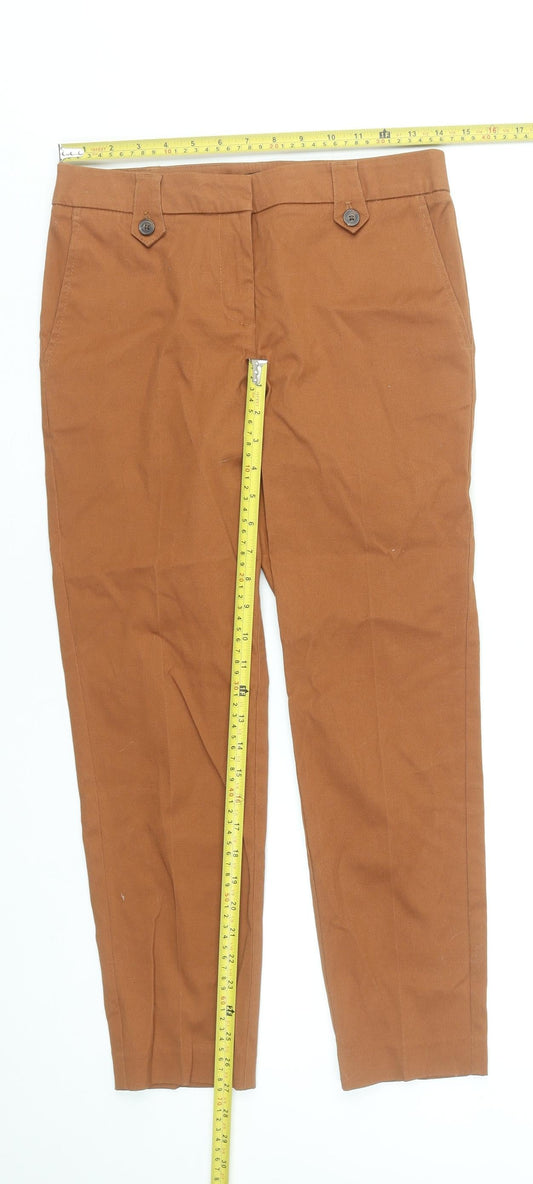 Next Women’s Brown Chino Trousers Size 6R Cotton Blend Slim Fit