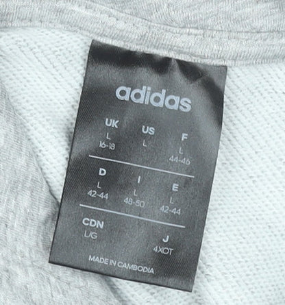 Adidas Women’s Grey Full Zip Hoodie L 16-18 Cotton Blend