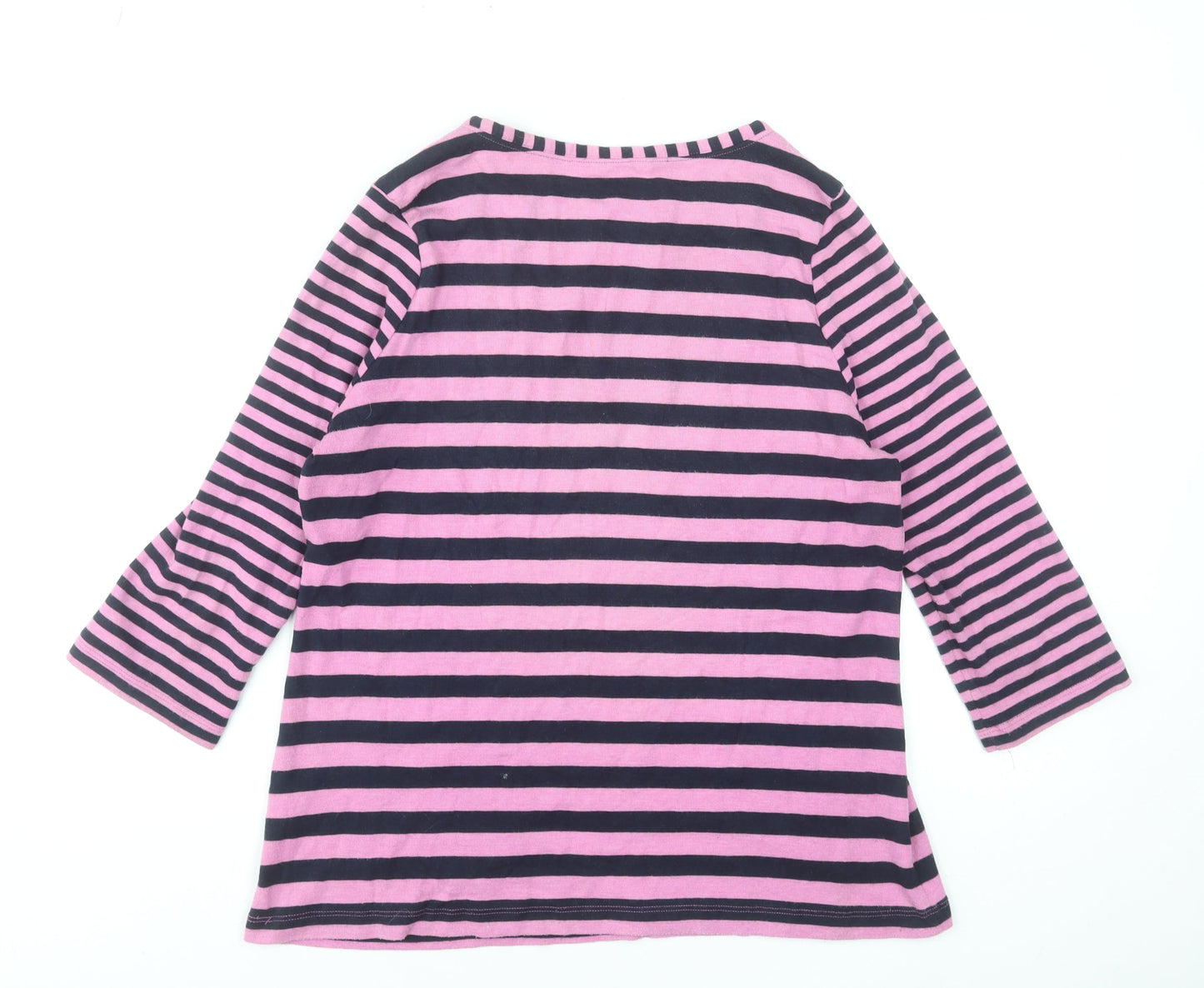 DASH Women’s Pink Striped Long Sleeve Cotton Jersey Top UK 14
