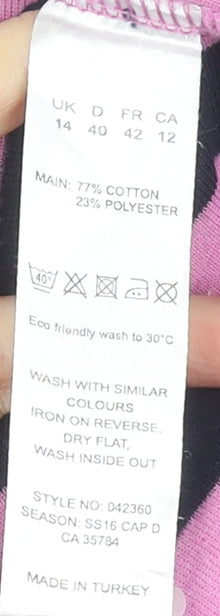 DASH Women’s Pink Striped Long Sleeve Cotton Jersey Top UK 14