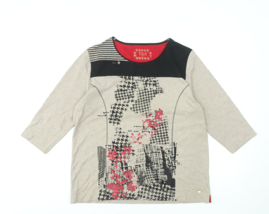 Womens UK Size 14 TIGI Beige Basic T-Shirt