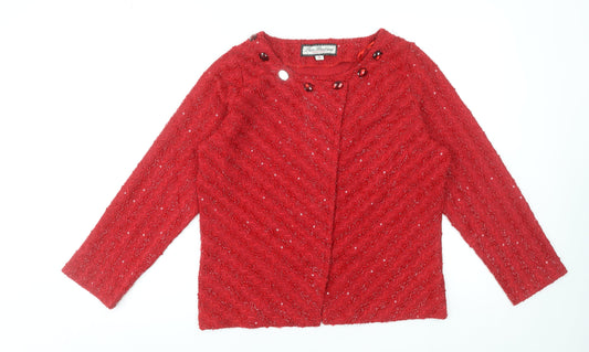 Womens UK Size 12 Paco Boutique Red Cardigan Jumper