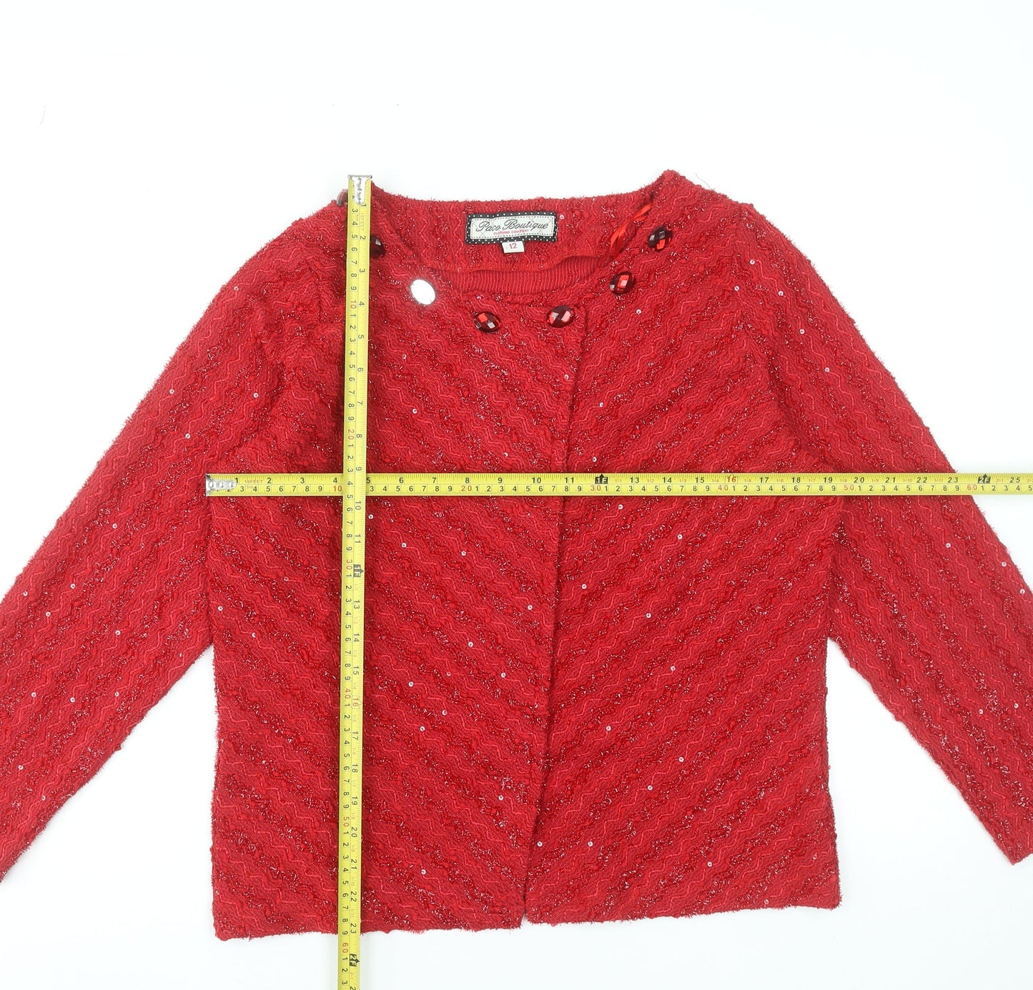 Womens UK Size 12 Paco Boutique Red Cardigan Jumper