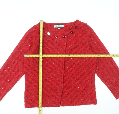 Womens UK Size 12 Paco Boutique Red Cardigan Jumper