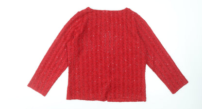 Womens UK Size 12 Paco Boutique Red Cardigan Jumper