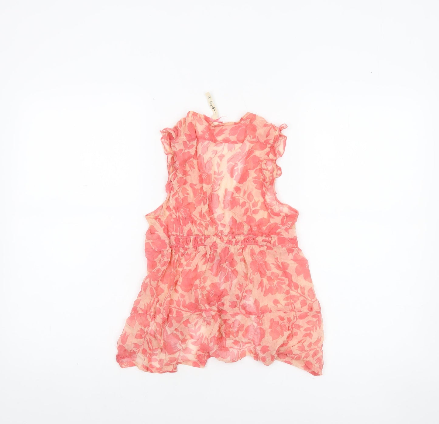 Pepe Jeans Women Pink Floral Silk Sleeveless Tunic Blouse S