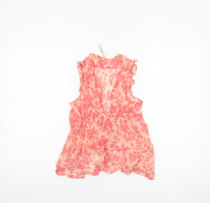 Pepe Jeans Women Pink Floral Silk Sleeveless Tunic Blouse S