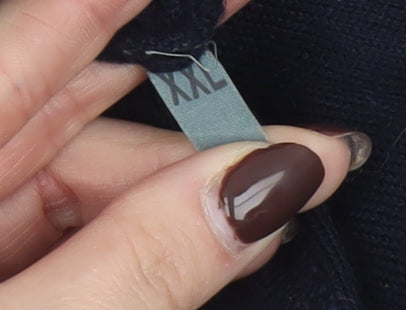 Merinos Men Blue 2XL V-Neck Wool Blend Pullover Jumper