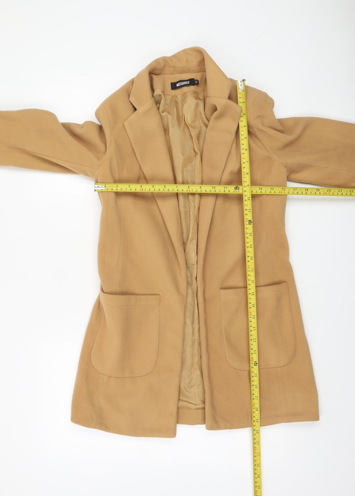 Missguided Women’s Beige Mid-Length Overcoat Size 8