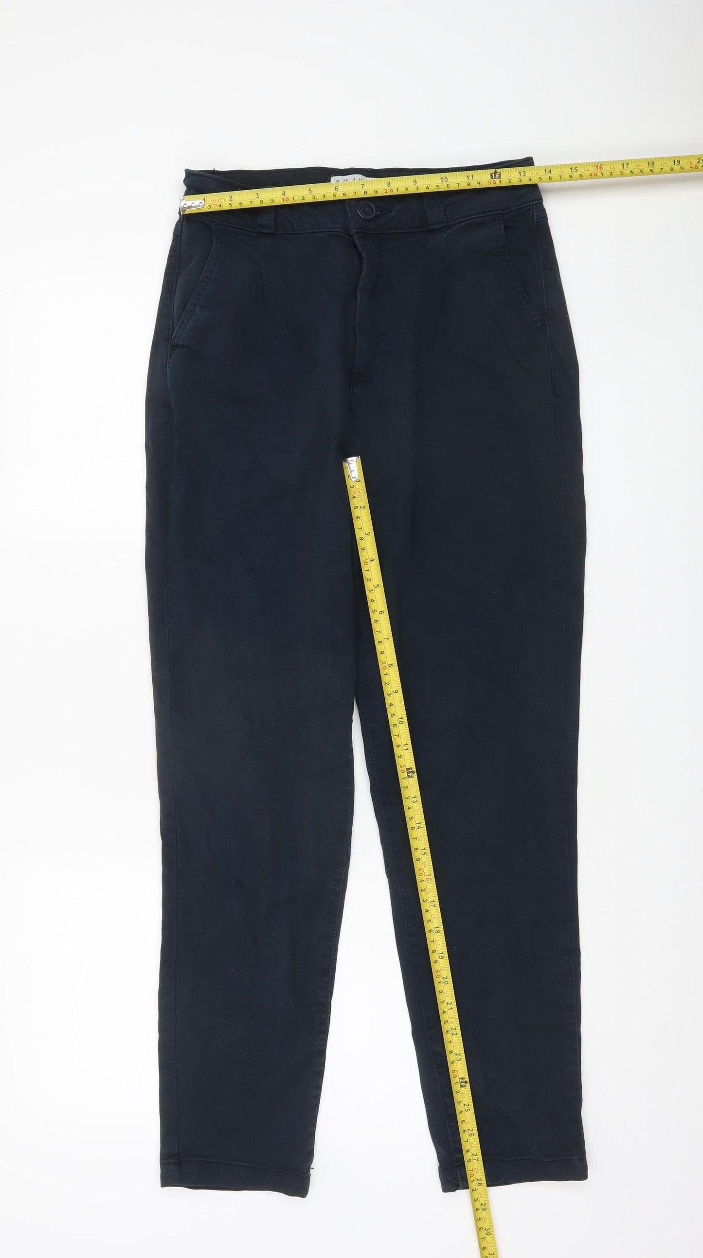 Primark Women’s Blue Chino Trousers Size 8 Regular Fit Twill Cotton