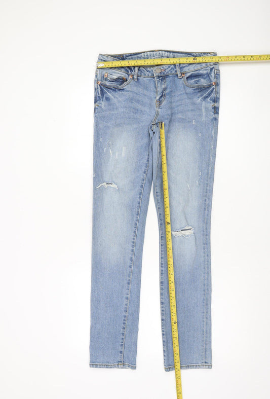 Womens UK Size 6 Aeropostale Regular Fit Skinny Blue Jeans