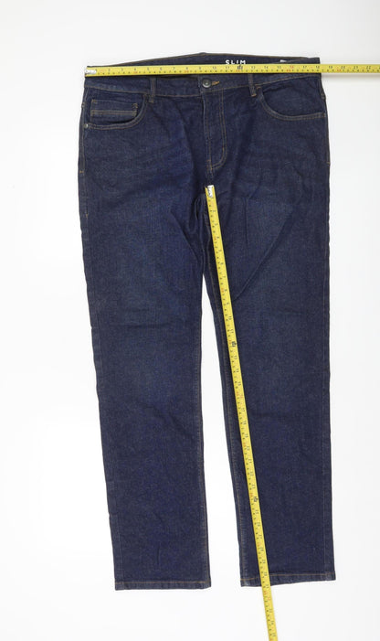 Dunnes Stores Men's Dark Blue Slim Fit Jeans 36W 32L Denim