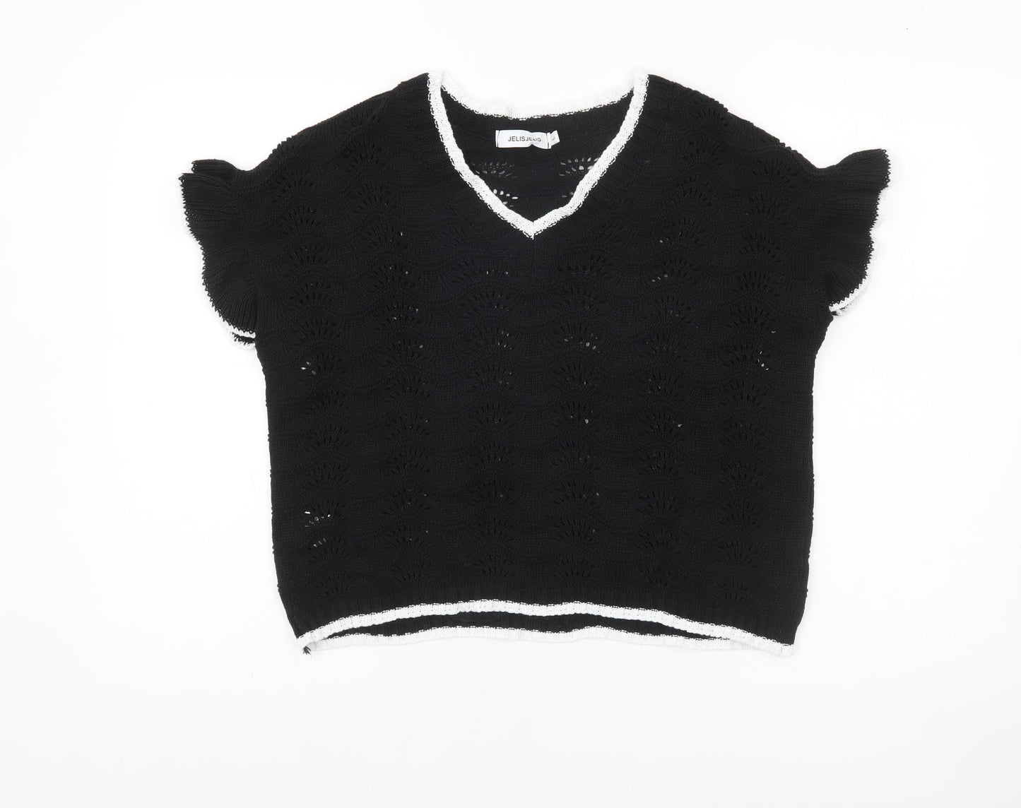 Womens UK Size L JelisJelis Black Pullover Jumper