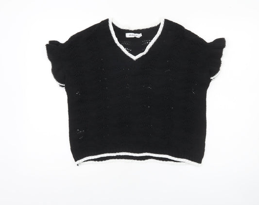 Womens UK Size L JelisJelis Black Pullover Jumper