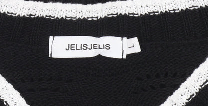 Womens UK Size L JelisJelis Black Pullover Jumper