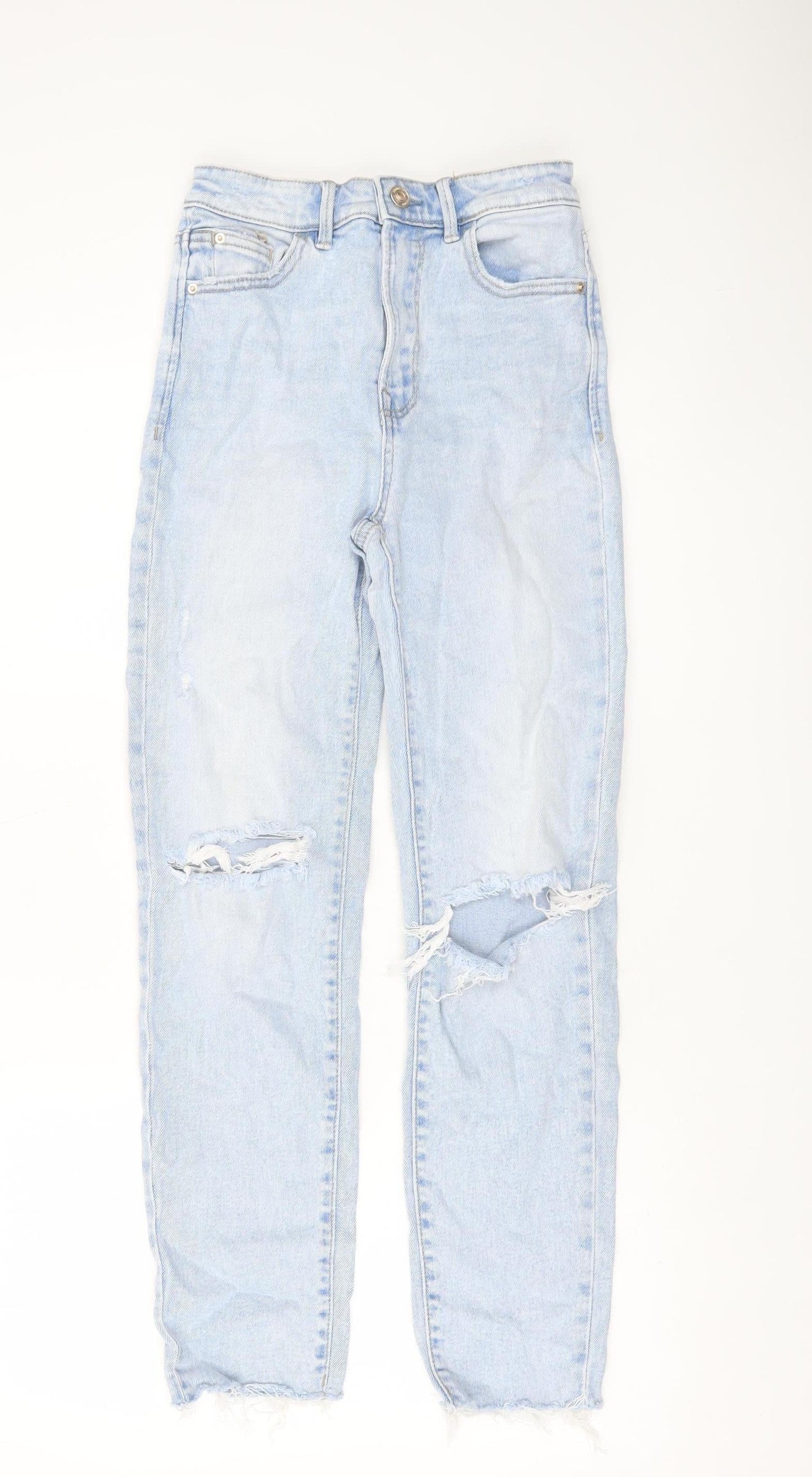 Womens UK Size 6 Stradivarius Slim Fit Mom Blue Jeans
