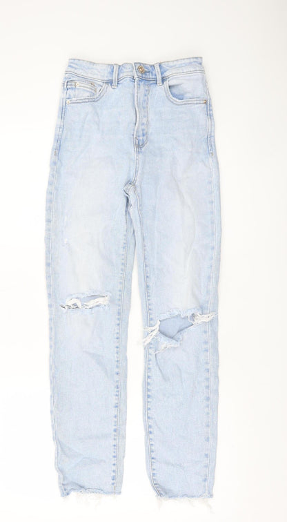 Womens UK Size 6 Stradivarius Slim Fit Mom Blue Jeans