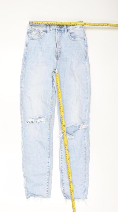 Womens UK Size 6 Stradivarius Slim Fit Mom Blue Jeans