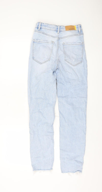 Womens UK Size 6 Stradivarius Slim Fit Mom Blue Jeans