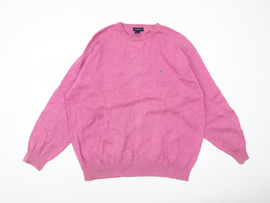 GANT Men's Pink 2XL Cotton Crew Neck Pullover Jumper