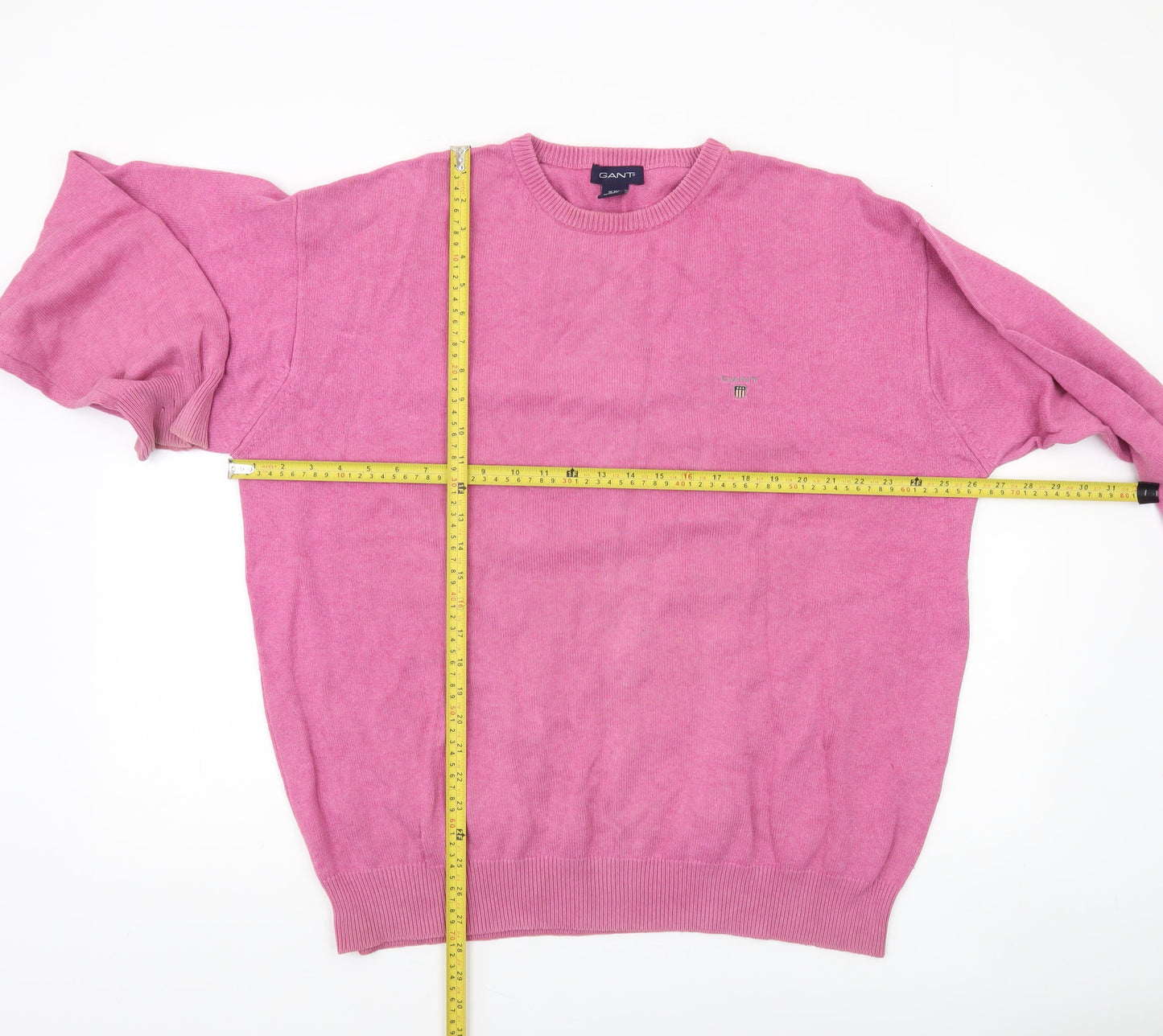 GANT Men's Pink 2XL Cotton Crew Neck Pullover Jumper