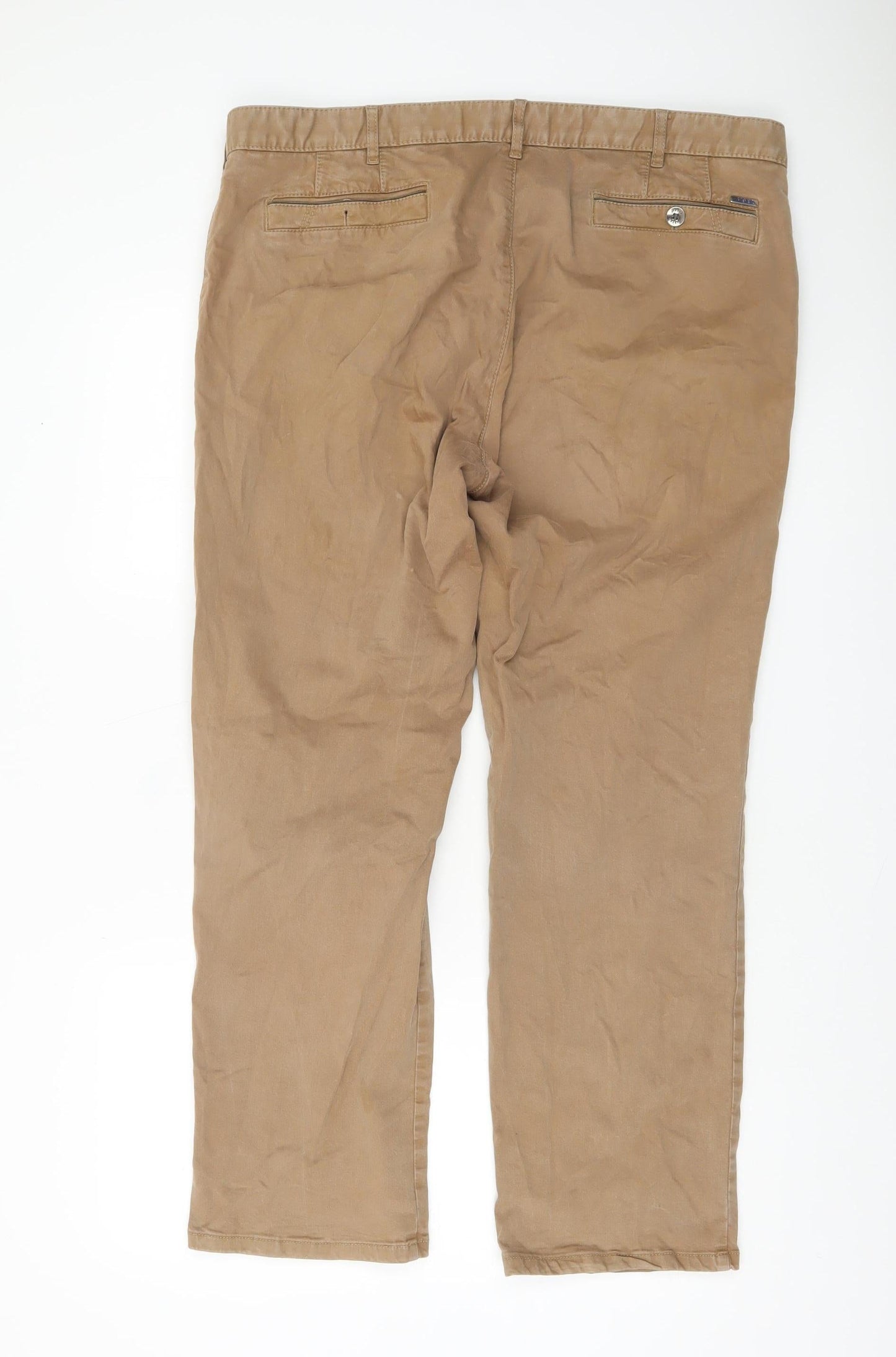Meyer Men's Beige 40/30 Chino Trousers Regular Fit Cotton Blend