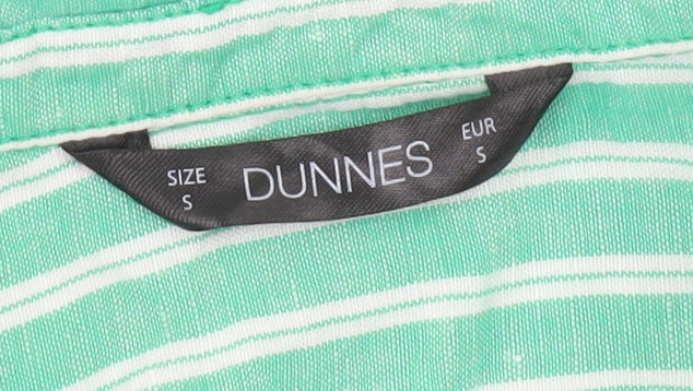 Dunnes Women’s Green Striped Linen Cotton Button-Up Shirt Size S