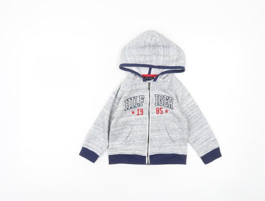 Tommy Hilfiger Unisex Baby Grey Hooded Zip Jacket Size 24M Cotton Blend